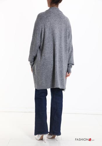 Wool Mix Cardigan with pockets with fringe - ph 2