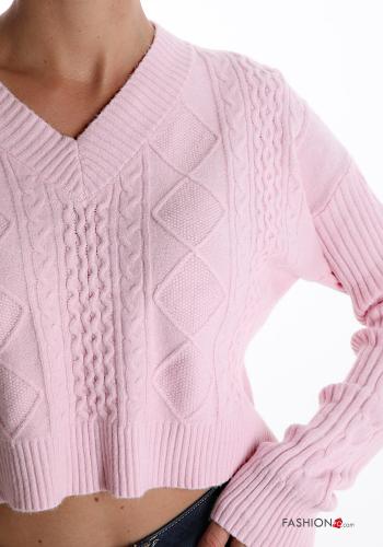 Maglione Fantasia geometrica scollo a V - ph 4
