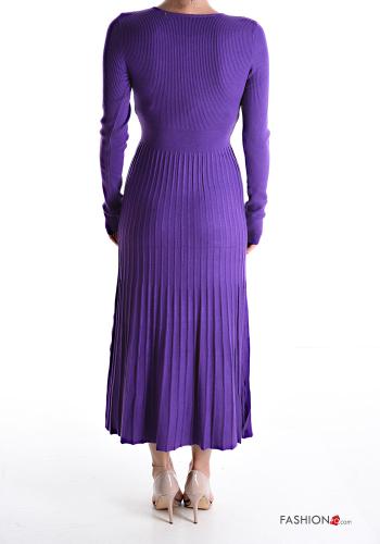 plissiert lange Gerippte Kleid mit Knöpfen - ph 2