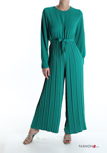 pleated Jumpsuit with v-neck with sash - ph 1