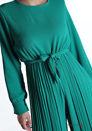 pleated Jumpsuit with v-neck with sash - ph 3