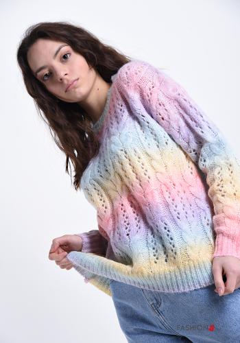 Pull en Mélange de Laine Imprimé coloré