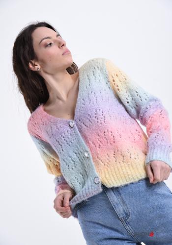Gilet en Mélange de Laine Imprimé coloré