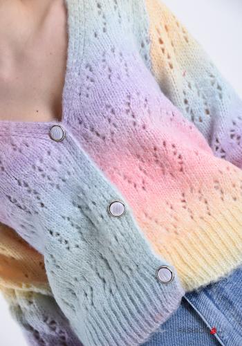 Gilet en Mélange de Laine Imprimé coloré - ph 4