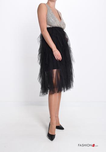 tulle Sleeveless Dress with sequins with flounces - ph 1