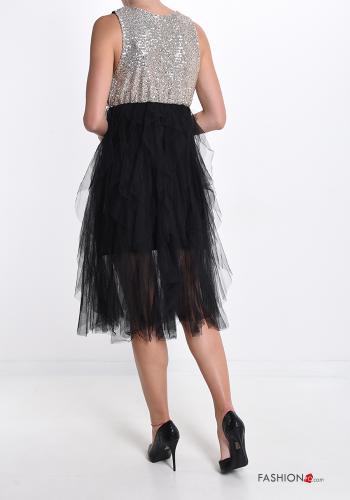 tulle Sleeveless Dress with sequins with flounces - ph 2