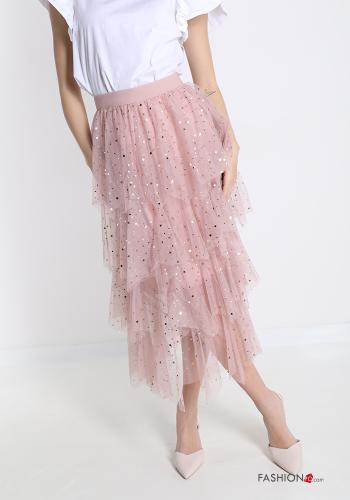 Gonna tulle Longuette Fantasia astrale con balze con elastico