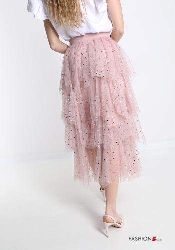 Gonna tulle Longuette Fantasia astrale con balze con elastico - ph 2