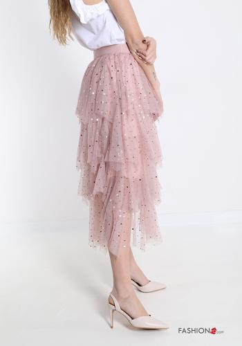 Gonna tulle Longuette Fantasia astrale con balze con elastico - ph 3