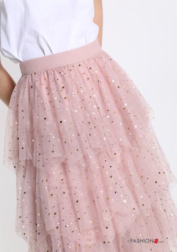 Gonna tulle Longuette Fantasia astrale con balze con elastico - ph 4