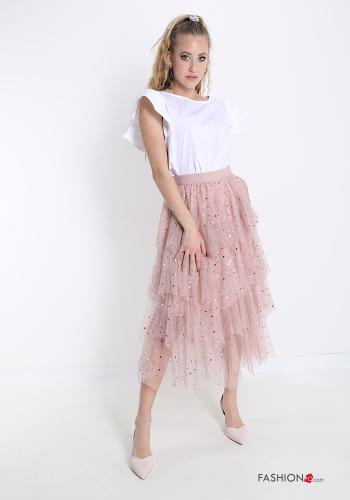 Gonna tulle Longuette Fantasia astrale con balze con elastico - ph 5