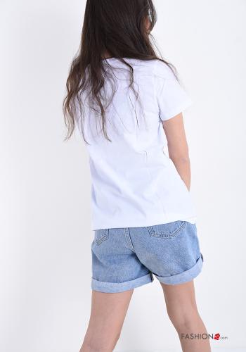T-shirt in Cotone con paillettes - ph 2