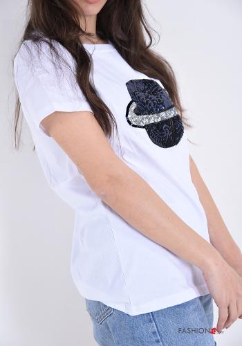 T-shirt in Cotone con paillettes - ph 3