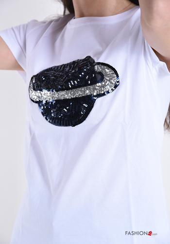 T-shirt in Cotone con paillettes - ph 4