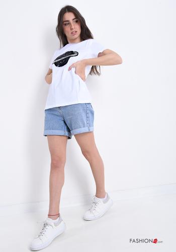 T-shirt in Cotone con paillettes - ph 5