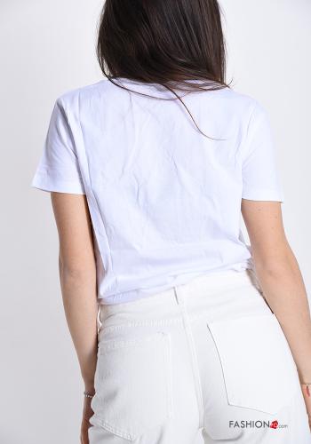 T-shirt in Cotone Fantasia stampata con paillettes - ph 2