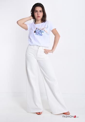 T-shirt in Cotone Fantasia stampata con paillettes - ph 5