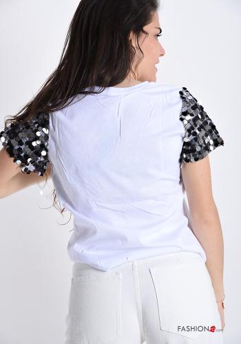 T-shirt in Cotone con paillettes - ph 2