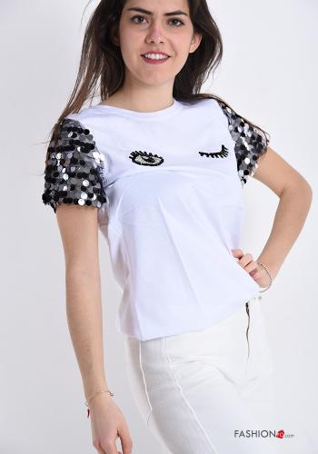 T-shirt in Cotone con paillettes - ph 3