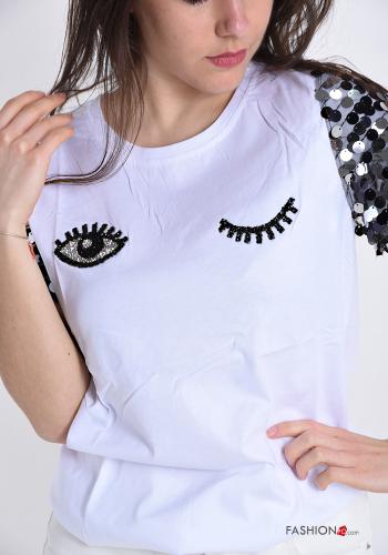 T-shirt in Cotone con paillettes - ph 4