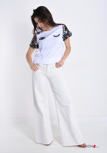 T-shirt in Cotone con paillettes - ph 5