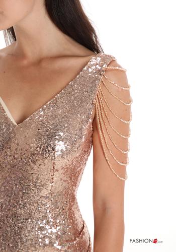 Scamiciato lungo con spacco con paillettes scollo a V - ph 4