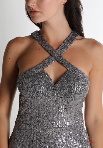 Scamiciato lungo con paillettes scollo a V - ph 4