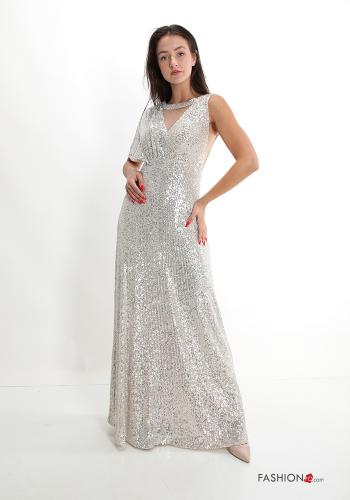 Dress with sequins with v-neck