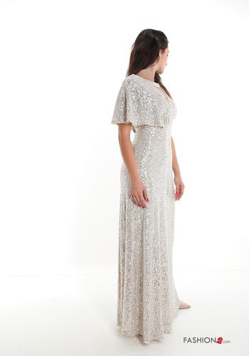 Dress with sequins with v-neck - ph 3