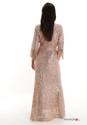 Robe longue à col en V avec fonte à paillettes - ph 2