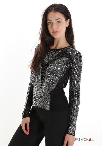 Maglietta a manica lunga con paillettes - ph 3