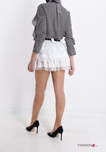 lace trim Mini skirt with flounces - ph 2