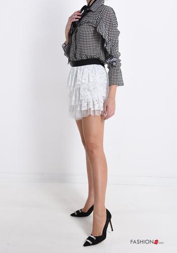 lace trim Mini skirt with flounces - ph 3