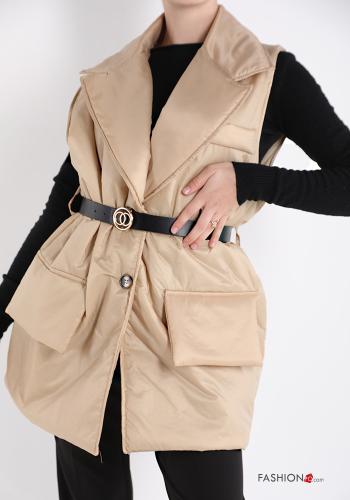 Smanicato con bottoni con cintura con tasche