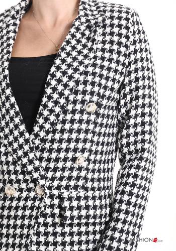 Hahnentritt Muster doppelreihig Blazer aus Baumwolle - ph 4