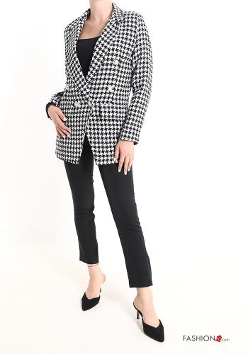 Hahnentritt Muster doppelreihig Blazer aus Baumwolle - ph 5