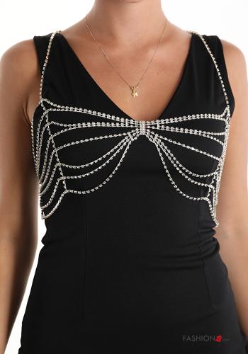mini Sleeveless Dress with v-neck with rhinestones - ph 4