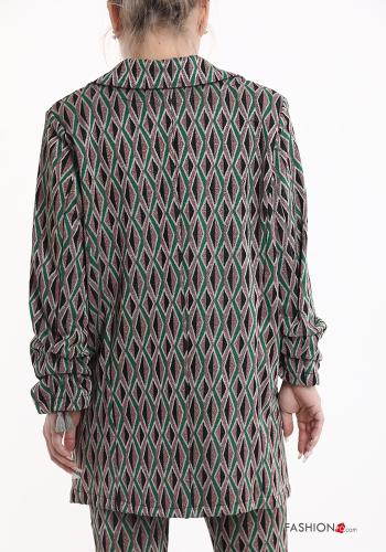 Geometrisches Muster Blazer mit Knöpfen ohne Futter - ph 2
