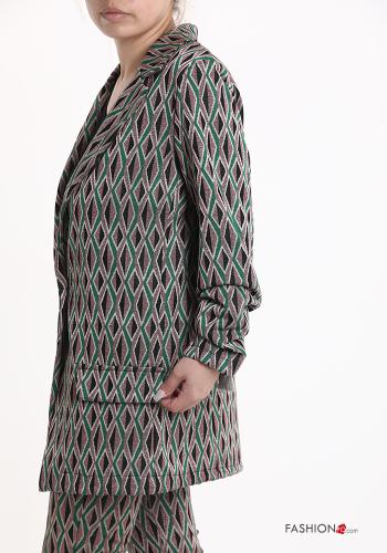 Geometrisches Muster Blazer mit Knöpfen ohne Futter - ph 3