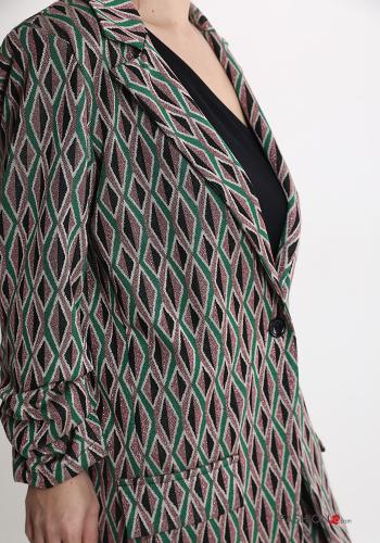 Geometrisches Muster Blazer mit Knöpfen ohne Futter - ph 4