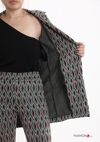 Geometrisches Muster Blazer mit Knöpfen ohne Futter - ph 5