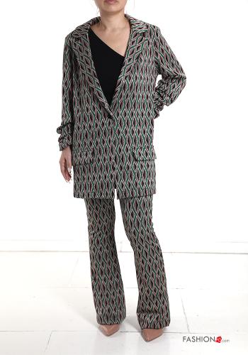 Geometrisches Muster Blazer mit Knöpfen ohne Futter - ph 6