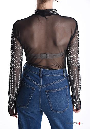 Body tulle maniche lunghe con strass - ph 2