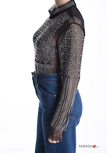 Body tulle maniche lunghe con strass - ph 3