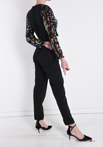 Jumpsuit con paillettes scollo a V - ph 2
