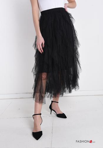 Gonna tulle Longuette con balze con elastico