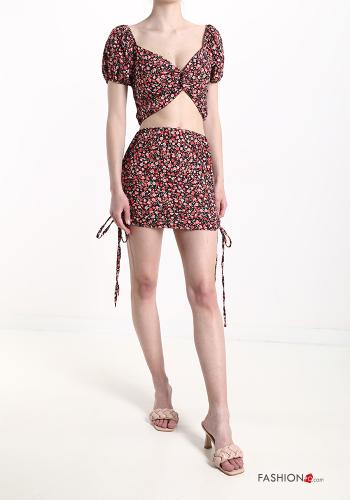 Coordinato regolabile Fantasia floreale con fiocco scollo a V - ph 1