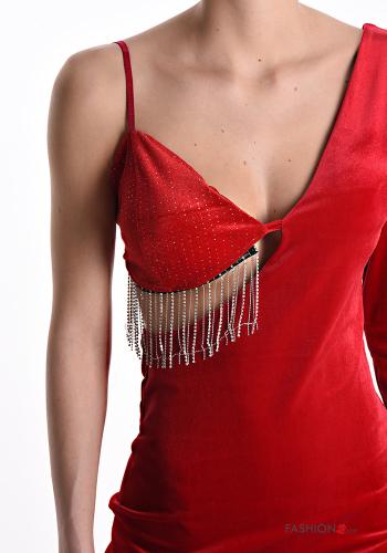 Velvet mini Dress with bow with fringe - ph 4