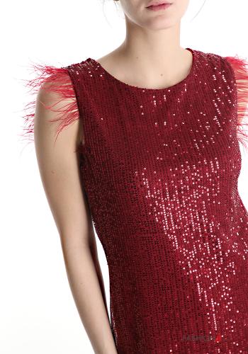 Abito corto con paillettes con piume - ph 4