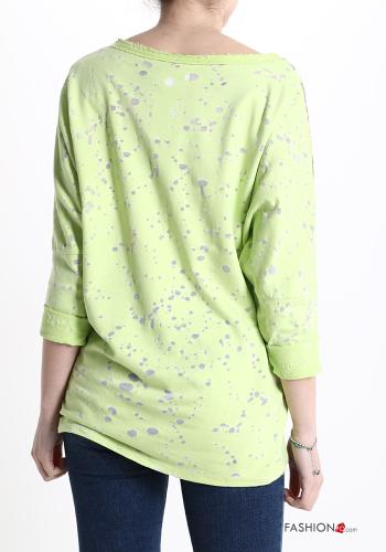 Blumenmuster Langarmshirt aus Baumwolle - ph 2